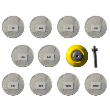 Set discuri abrazive pentru masini de gaurit si insurubat Troy 25930, O50 mm, granulatie P60-P2000, 100 piese