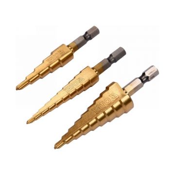 YATO Set de burghie Step 3 piese HSS titan-nitrură