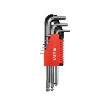 YATO Set de chei Allen cu capăt sferic 9 piese 2-10 mm CrV