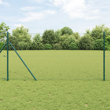 Gard hexagonal gri Gossi 1x50 m din otel, stalpi pentru gard 13 pcs verde Ø32 mm 150 cm din otel galvanizat Gossi