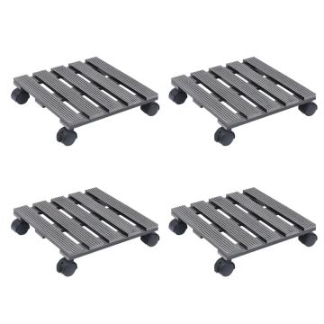 Gossi carucioare pentru plante, 4 buc., gri, 30x30x7,5 cm, wpc