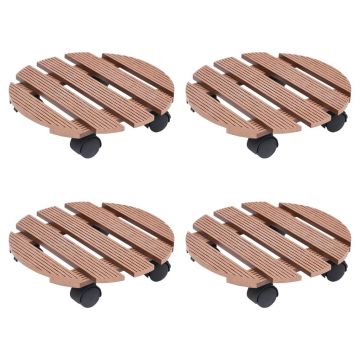 Gossi carucioare pentru plante, 4 buc., maro, Ø30x7,5 cm, wpc