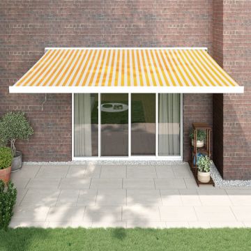 Gossi copertina retractabila, galben/alb, 4,5x3 m, textil/aluminiu
