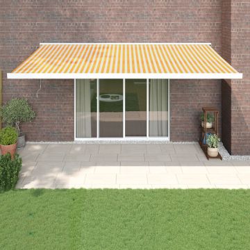 Gossi copertina retractabila, galben/alb, 5x3 m, textil/aluminiu