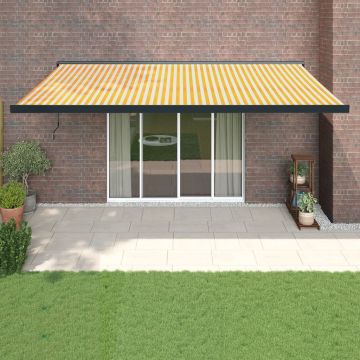 Gossi copertina retractabila, galben/alb, 5x3 m, textil/aluminiu