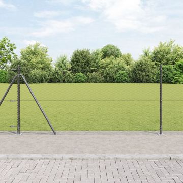 Gossi gard hexagonal cu 11 stalpi flansati 1x25 m otel galvanizat