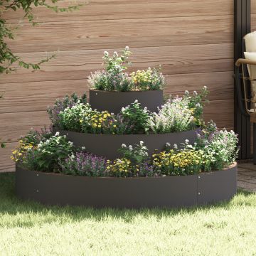 Gossi ghiveci metalic otel/negru mare insertii decorative cilindric