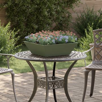 Gossi ghiveci metalic verde oliv metal 50 x 50 x 15 cm patrat modern