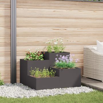 Gossi jardiniera de gradina, 80x80x60 cm, negru, otel