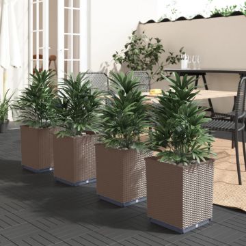Gossi jardiniere, 4 buc., maro, 30x30x37 cm, polipropilena