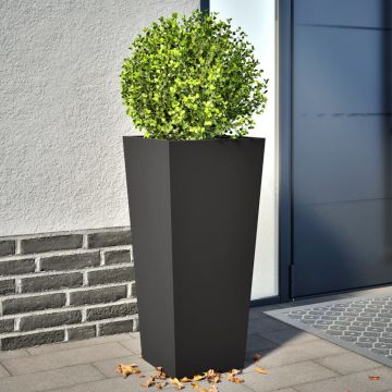 Gossi jardiniere de gradina, 2 buc., negru, 35x35x75 cm, otel