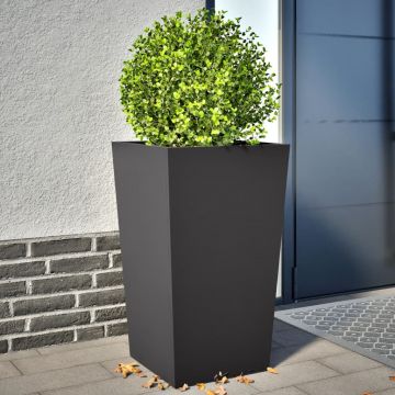 Gossi jardiniere de gradina, 2 buc., negru, 45x45x75 cm, otel