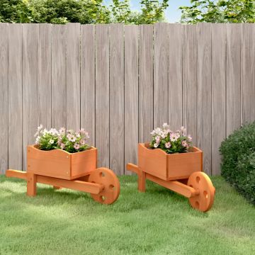 Gossi jardiniere tip roaba, 2 buc., 47x15x19 cm, lemn masiv de brad