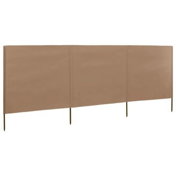 Gossi paravan anti-vant cu 3 panouri, gri taupe, 400x120 cm, textil