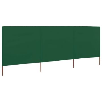 Gossi paravan anti-vant cu 3 panouri, verde, 400x120 cm, textil