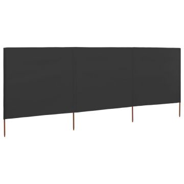 Gossi paravan anti-vant din 3 panouri, antracit, 400x120 cm, textil