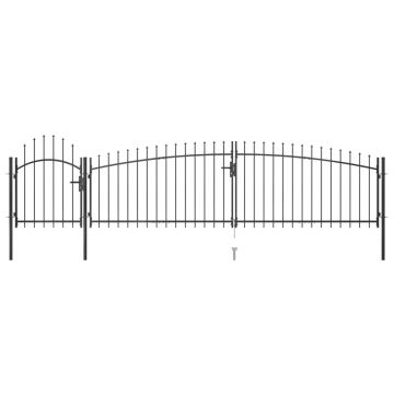 Gossi poarta gard pentru gradina cu varf sulita, negru 5 x 1,5 m