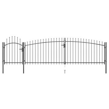 Gossi poarta gard pentru gradina cu varf sulita, negru 5 x 1,75 m