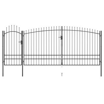 Gossi poarta gard pentru gradina cu varf sulita, negru 5 x 2,45 m