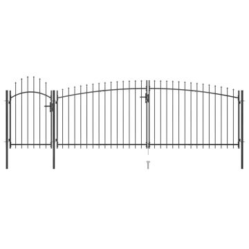 Gossi poarta gard pentru gradina cu varf sulita, negru, 5 x 2 m