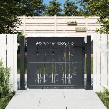 Gossi poarta pentru gradina, antracit, 105x80 cm, otel, model bambus