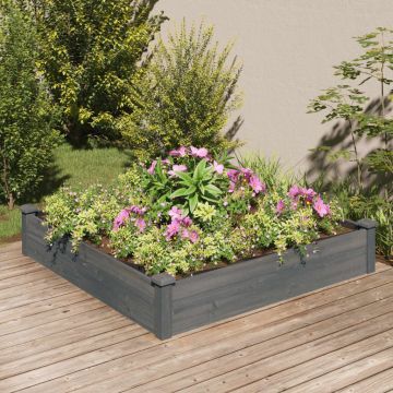 Gossi strat gradina inaltat cu captuseala gri 120x120x25 cm lemn brad
