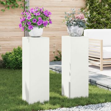 Gossi suporturi plante pilon exterior 2 buc. alb 24x24x75 cm otel