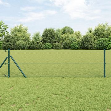 Imprejmuire hexagonala Gossi verde 0.8x50 m otel, stalpi de imprejmuire Gossi 13 buc verde Ø32 mm 120 cm otel zincat