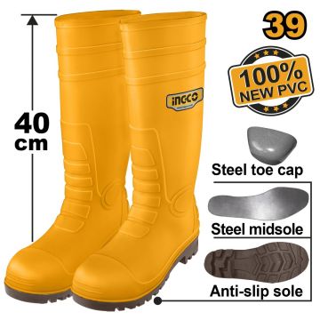 Cizme Cauciuc Galbene cu Varf Talpa Metalica 44 INGCO SSH092S1P.44