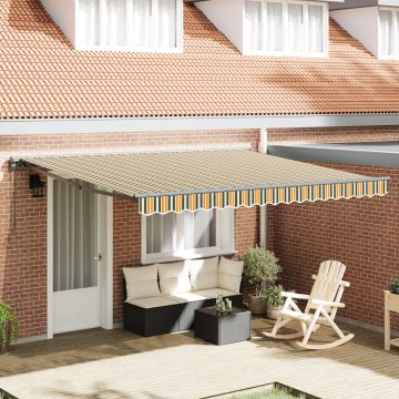 Gossi copertina retractabila automata cu led verde si alb 400x350 cm, Gossi material de inlocuire pentru copertina de 4x3.5 m verde si alb