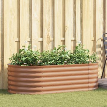 Gossi gradina ridicata maro cu aspect de lemn 160x80x44 cm din otel