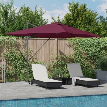 Gossi parasol cantilever roma cu led-uri rosu bordeaux 352x251x265 cm aluminiu
