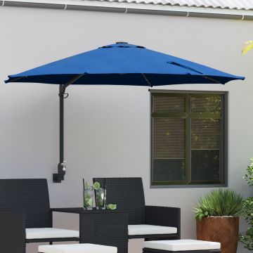 Gossi parasol de gradina montat pe perete cu led-uri albastra azurie 248 cm