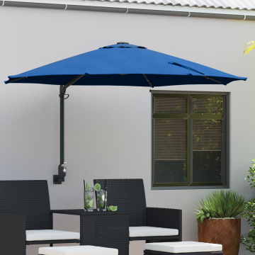 Gossi parasol de gradina montat pe perete cu led-uri albastra azurie 248 cm