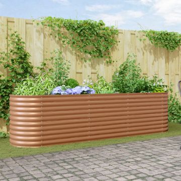 Gossi pat ridicat ghiveci efect de lemn metal 320 x 80 x 81 cm durabil