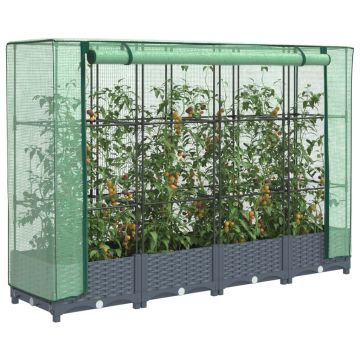 Gossi strat inaltat cu husa de sera, aspect ratan, 160x40x123 cm