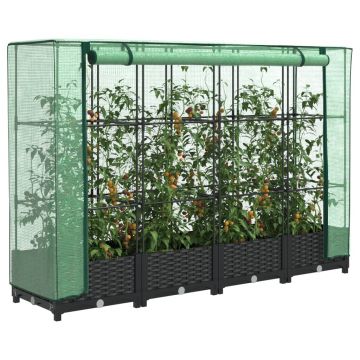 Gossi strat inaltat cu husa de sera, aspect ratan, 160x40x123 cm