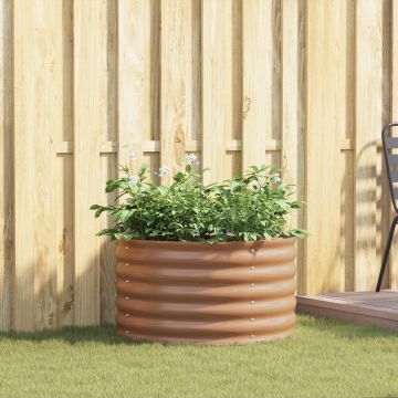 Gossi teren ridicat pentru gradina maro cu aspect de lemn 80x80x44 cm otel