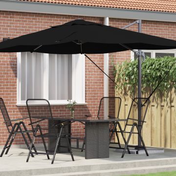 Gossi umbrela cantilever neagra copertina din poliester cu cadru metalic