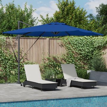Gossi umbrela cantilever roma cu led-uri albastru azur 286x285x270 cm aluminiu