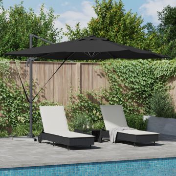 Gossi umbrela cantilever roma cu led-uri neagra 286x285x270 cm aluminiu