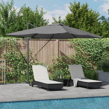 Gossi umbrela cantilever roma de la cu led-uri antracit 352x251x265 cm aluminiu