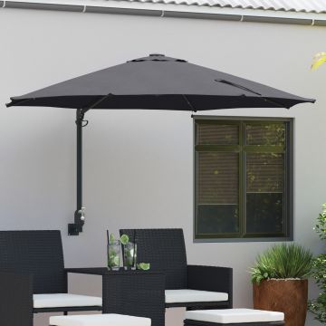 Gossi umbrela de gradina montata pe perete cu led-uri antracit 248 cm