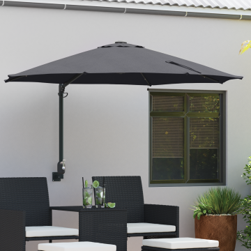Gossi umbrela de gradina montata pe perete cu led-uri antracit 248 cm