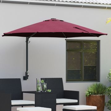 Gossi umbrela de gradina montata pe perete cu led-uri bordo 248 cm