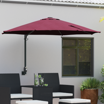 Gossi umbrela de gradina montata pe perete cu led-uri bordo 248 cm
