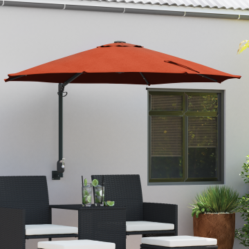 Gossi umbrela de gradina montata pe perete cu led-uri teracota 248 cm