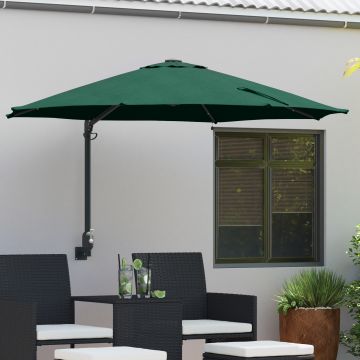 Gossi umbrela de gradina montata pe perete cu led-uri verde 248 cm