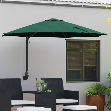 Gossi umbrela de gradina montata pe perete cu led-uri verde 248 cm