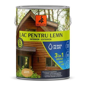 Lac pentru lemn 3in1 Dragon, stejar deschis, pe baza de apa, interior/exterior, 2.5 l